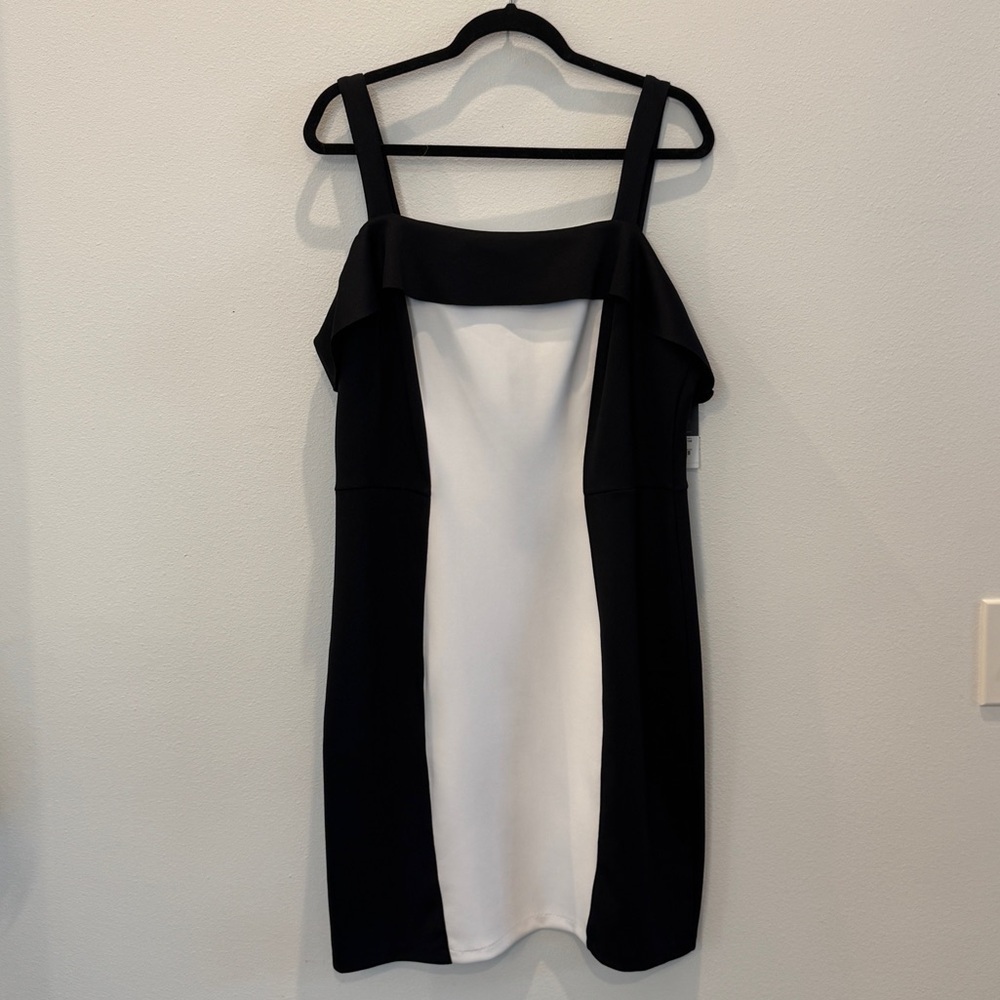 Project Runway Black White Hourglass Dress XXL NWT Bodycon Sheath Dress Strappy